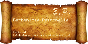 Berbenicza Petronella névjegykártya
